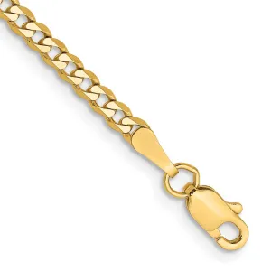 14K 9 inch 2.3mm Flat Beveled Curb with Lobster Clasp Anket