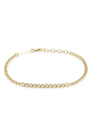 14k Diamond Bezel Tennis Segment Curb Chain Bracelet