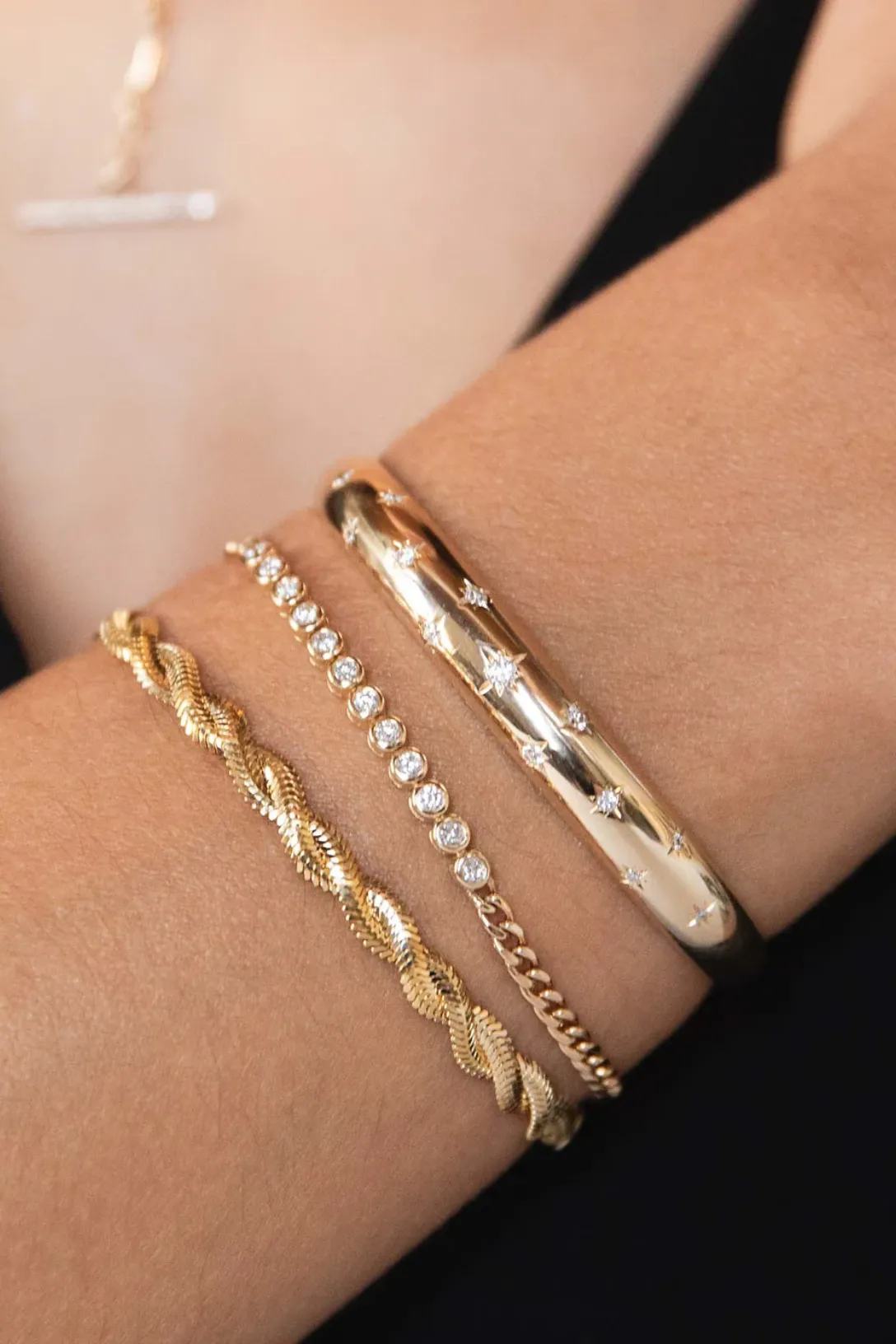 14k Diamond Bezel Tennis Segment Curb Chain Bracelet