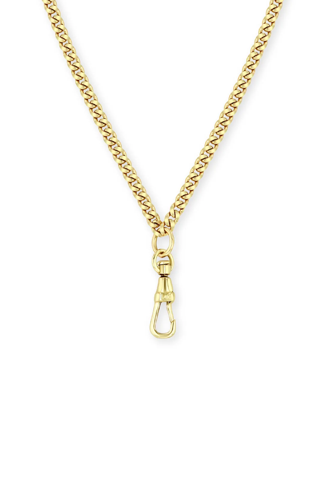 14k Gold Small Curb Chain Necklace with Fob Clasp Drop