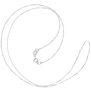 14K Solid White Gold Necklace | Box Link Chain | 22 Inch Length | .60mm Thick