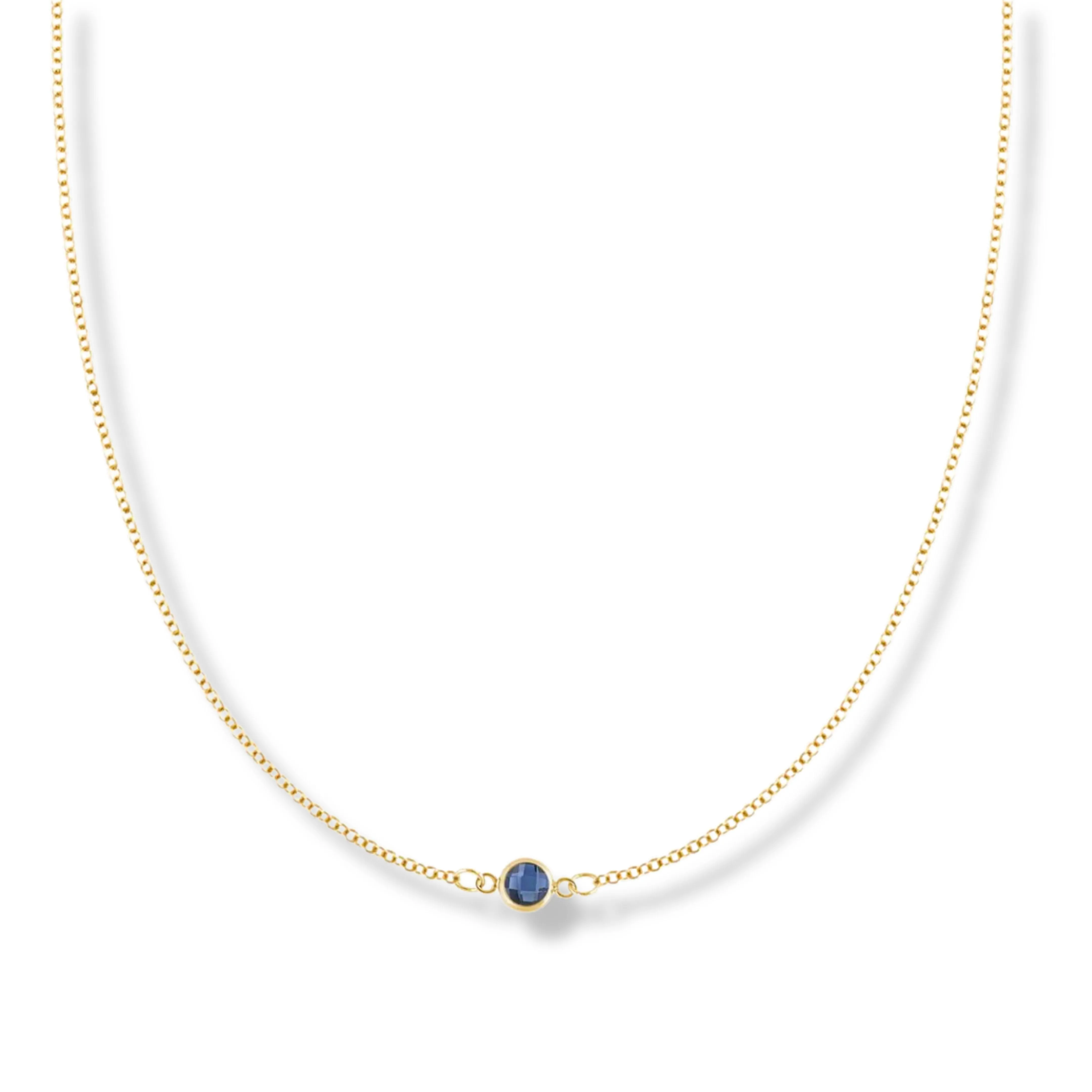 14K Yellow Gold Sapphire Birthstone Necklace