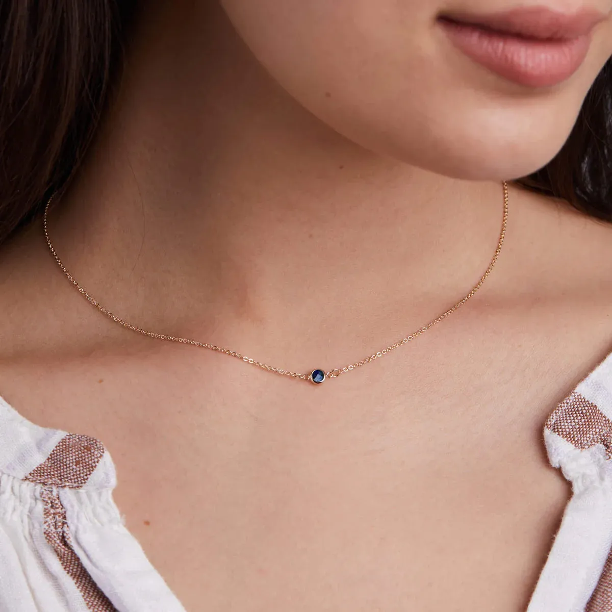 14K Yellow Gold Sapphire Birthstone Necklace