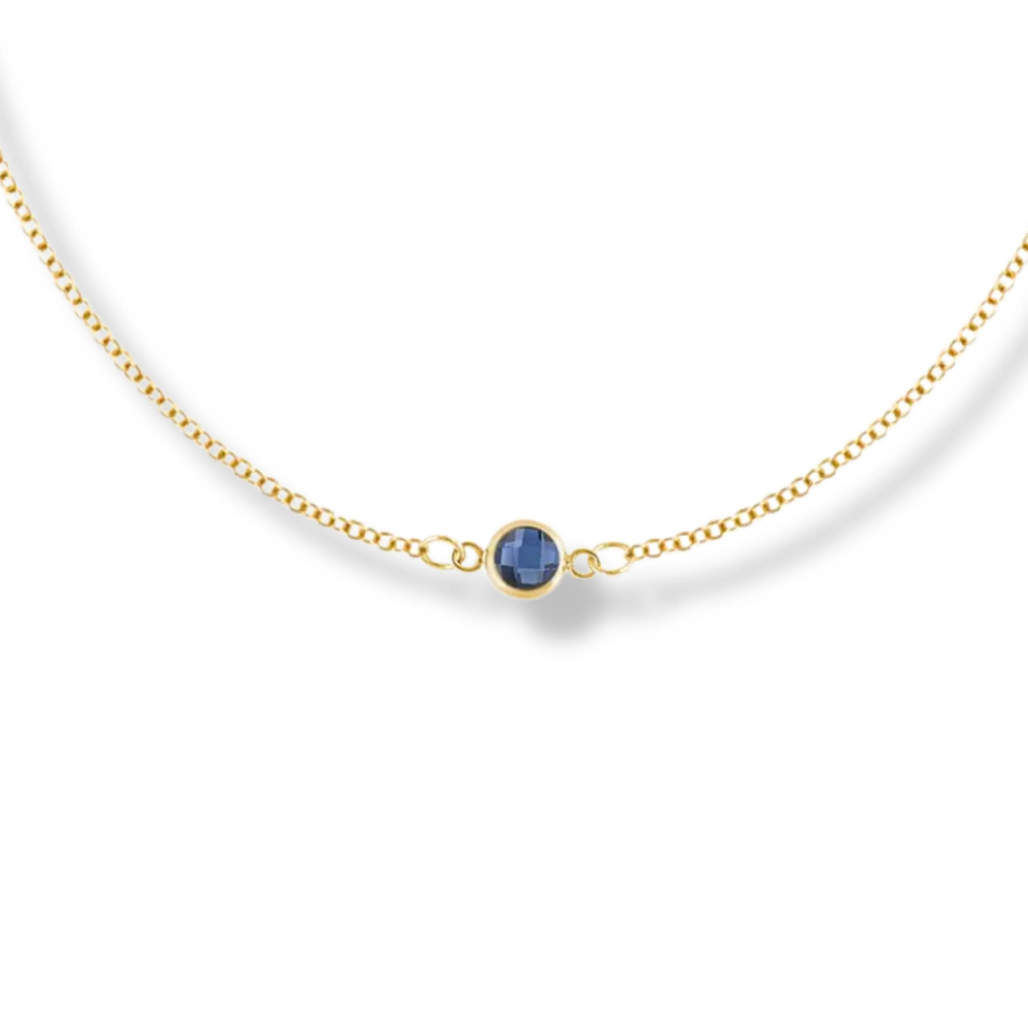 14K Yellow Gold Sapphire Birthstone Necklace
