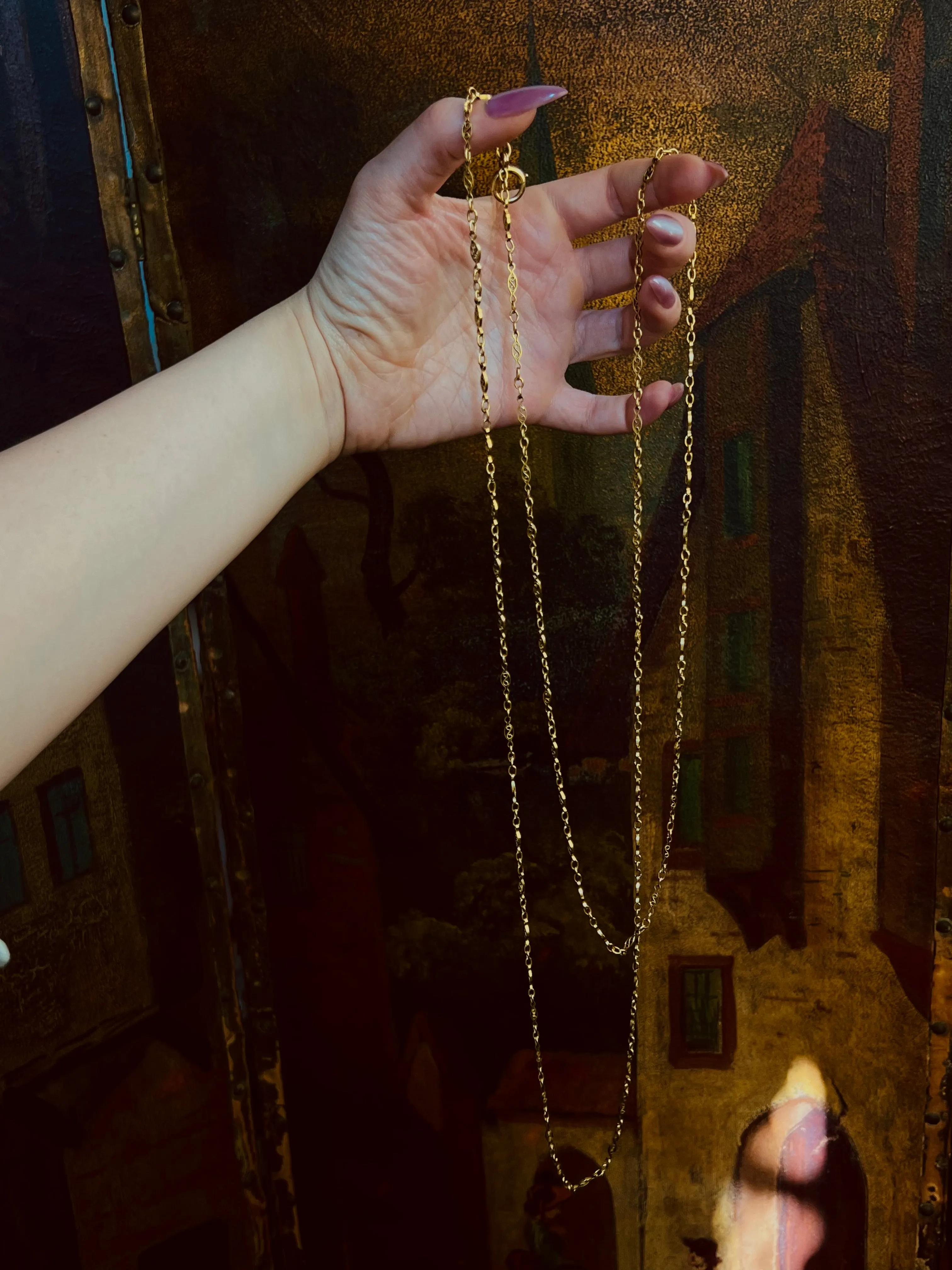 18ct French Art Nouveau Chain of 59”