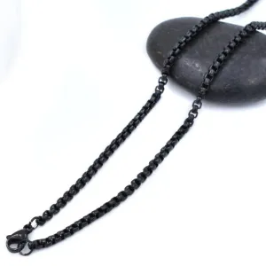 3MM Black Rounded Box Chain Necklace