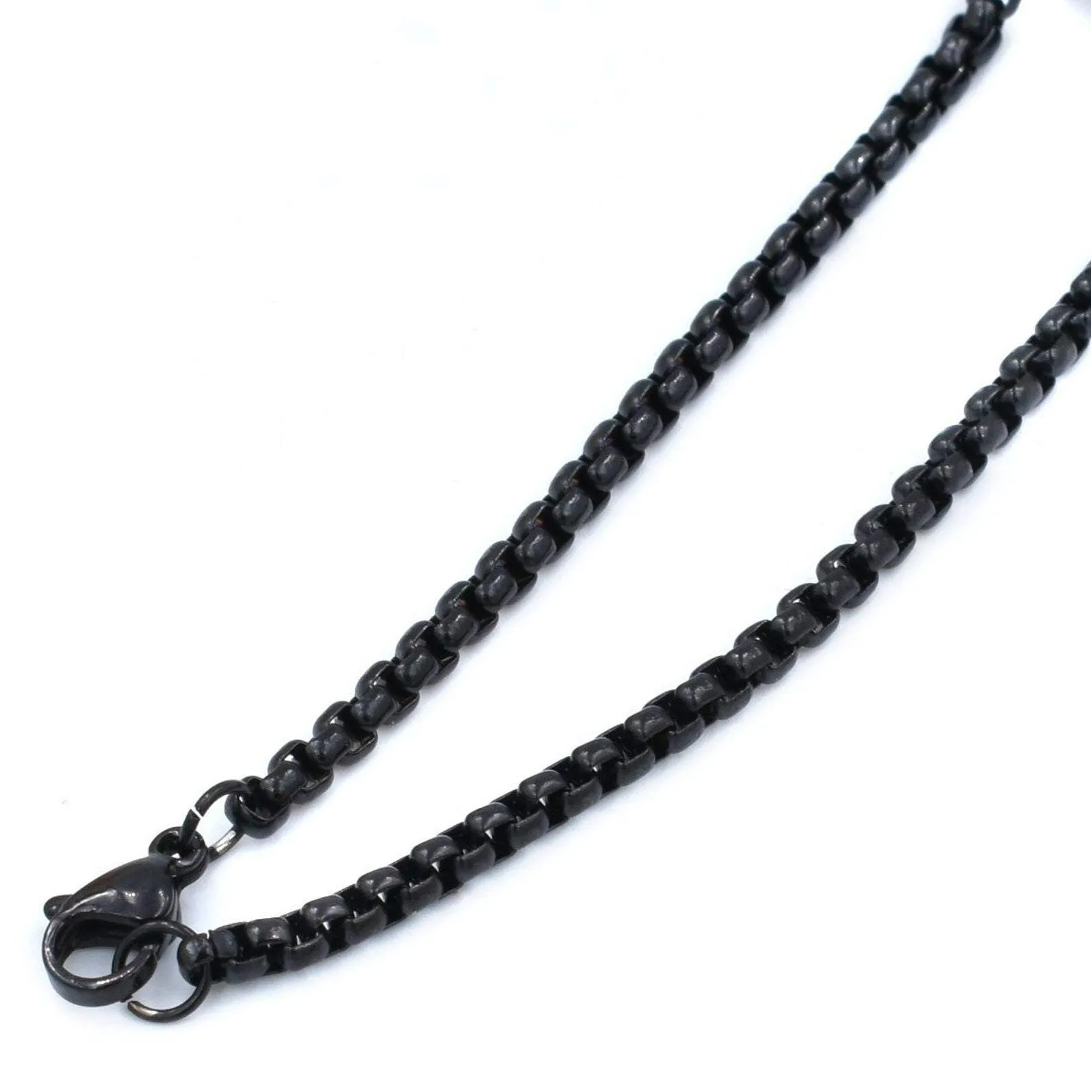 3MM Black Rounded Box Chain Necklace
