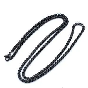 3MM Black Rounded Box Chain Necklace
