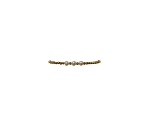 3mm Yellow Gold Filled Bracelet with 3 White Pearl Pattern