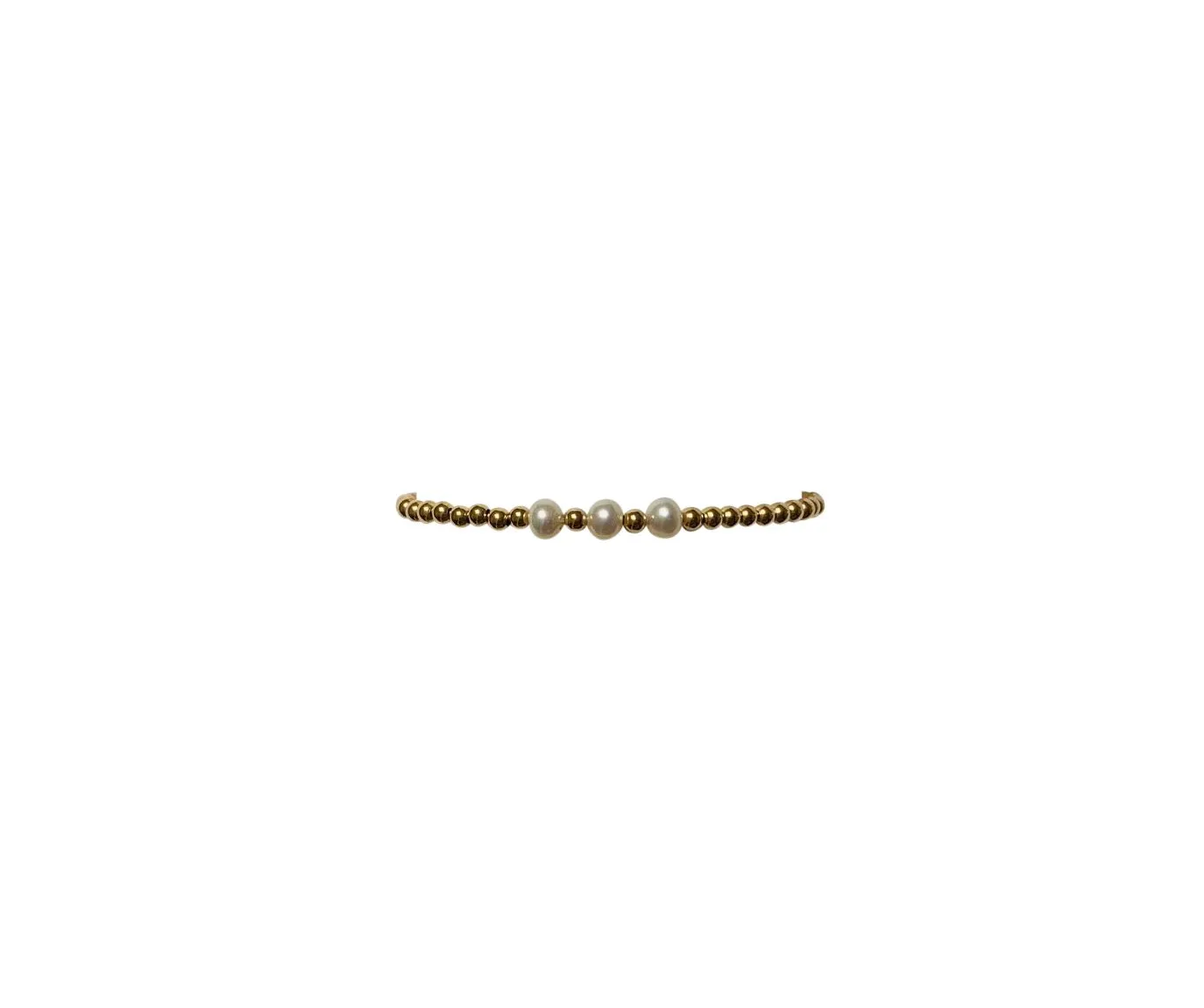 3mm Yellow Gold Filled Bracelet with 3 White Pearl Pattern