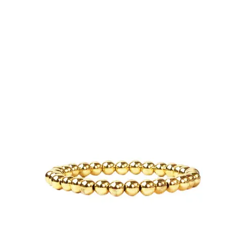 6mm Beaded Bracelet (Gold)