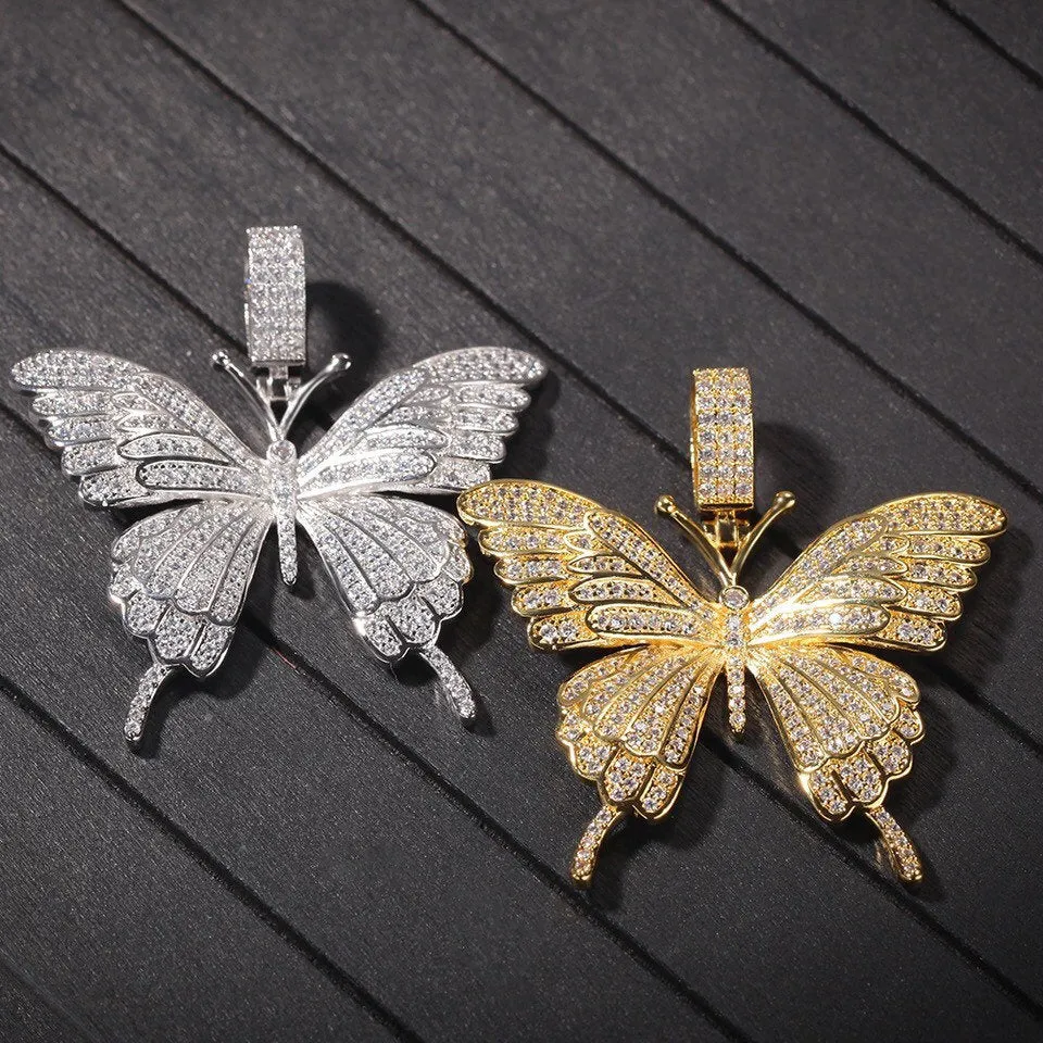 9mm  butterfly cuban choker  necklace , blinged iced cuban butterfly necklace ,butterfly necklace ,butterfly pendant jewelry