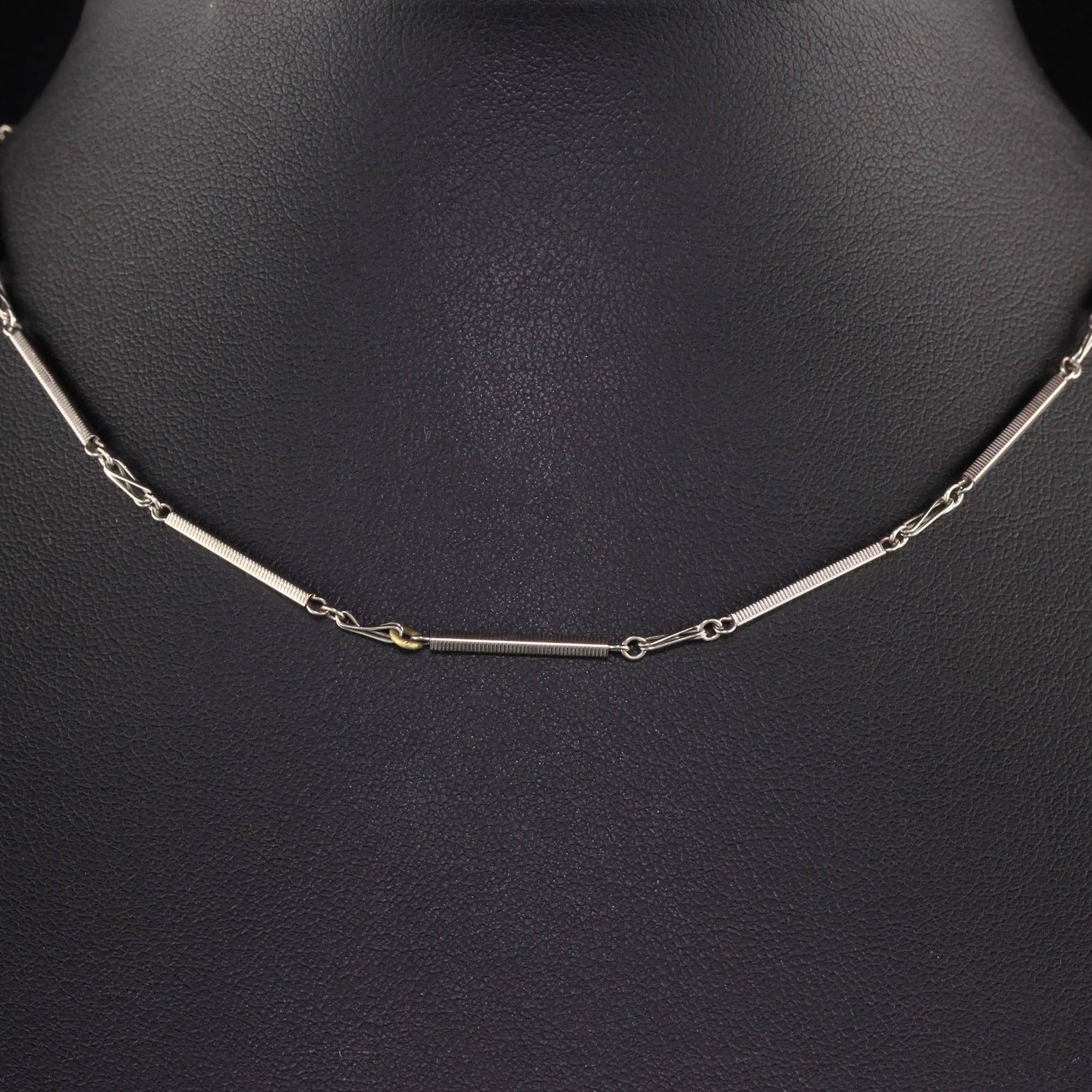 Antique Art Deco 14K White Gold Intricate Link Chain - 13 inches