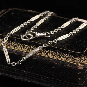 Antique Art Deco 18K White Gold Intricate Link Chain - 14 inches