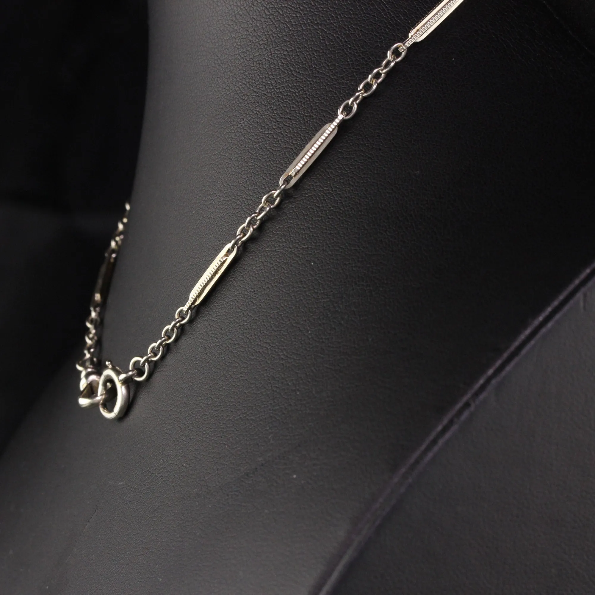 Antique Art Deco 18K White Gold Intricate Link Chain - 14 inches