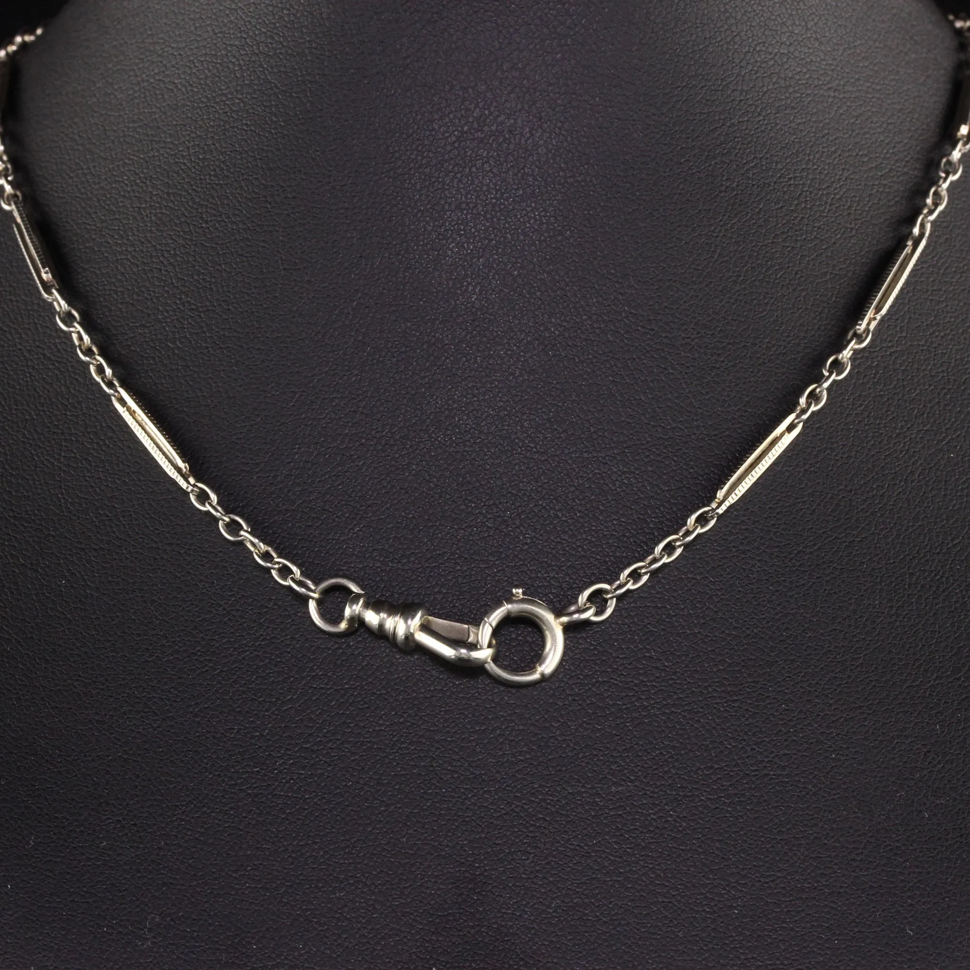 Antique Art Deco 18K White Gold Intricate Link Chain - 14 inches