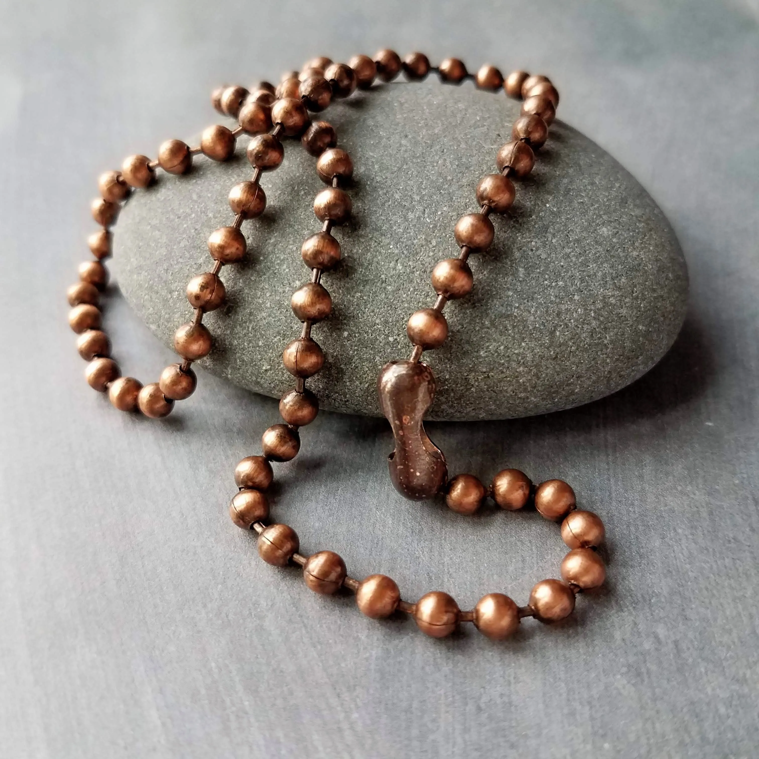 Antique Copper Ball Chain Necklace, chunky chain, punk chain, punk jewelry, large ball chain, ball chain choker, solid copper jewelry, beaded copper chain