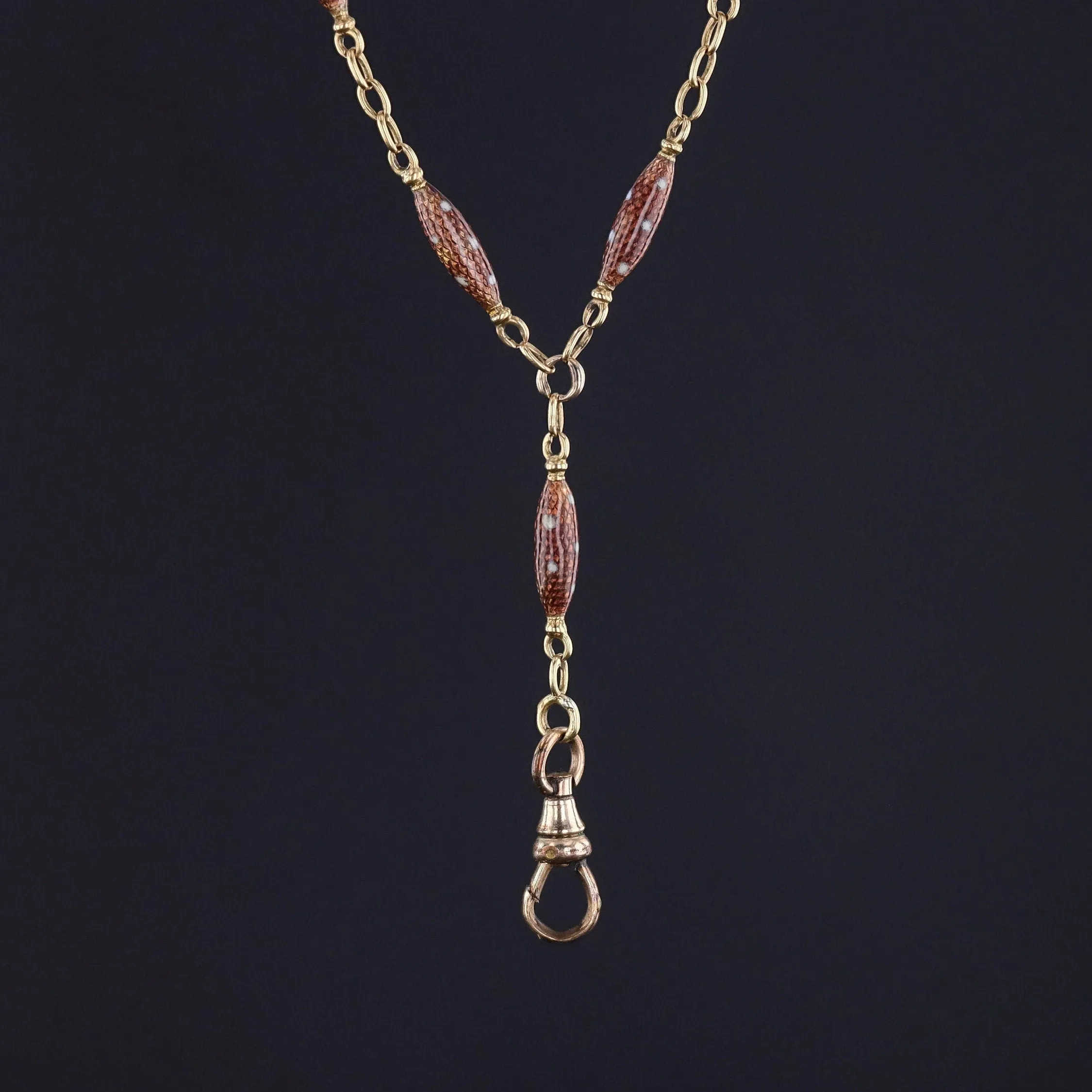 Antique Enamel Watch Chain of 18k Gold
