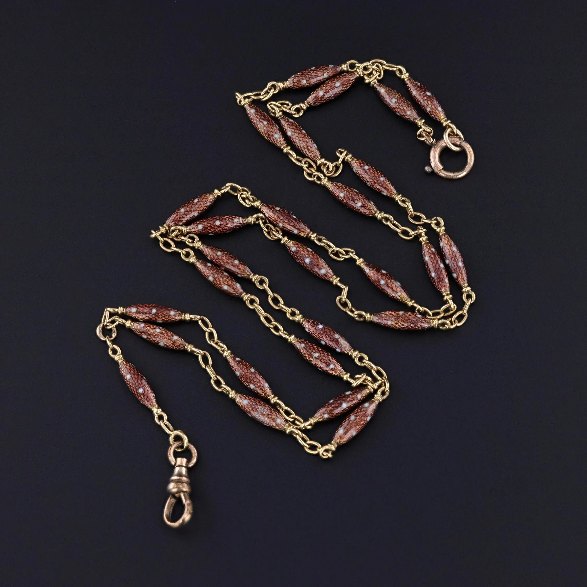 Antique Enamel Watch Chain of 18k Gold