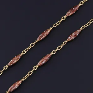 Antique Enamel Watch Chain of 18k Gold