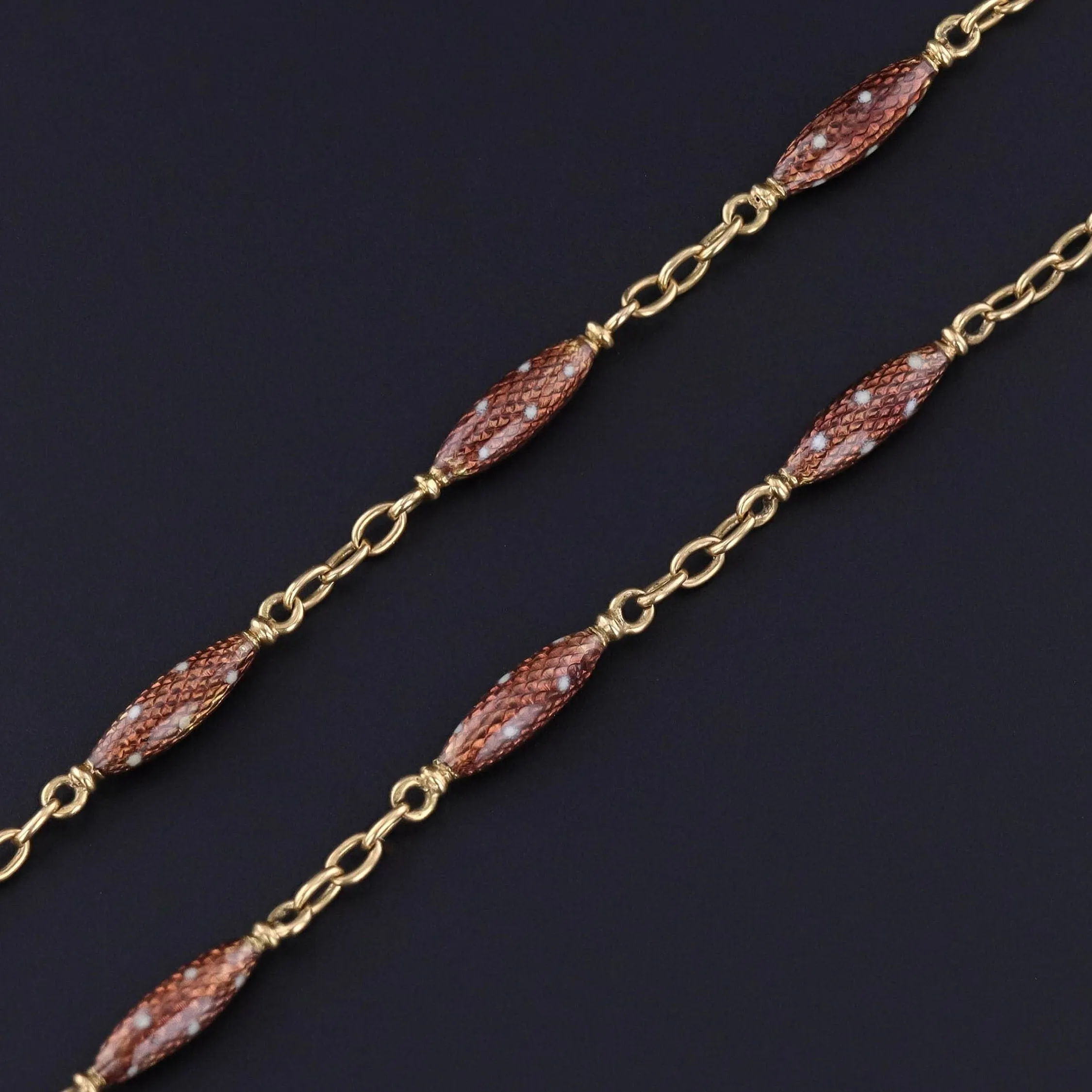 Antique Enamel Watch Chain of 18k Gold