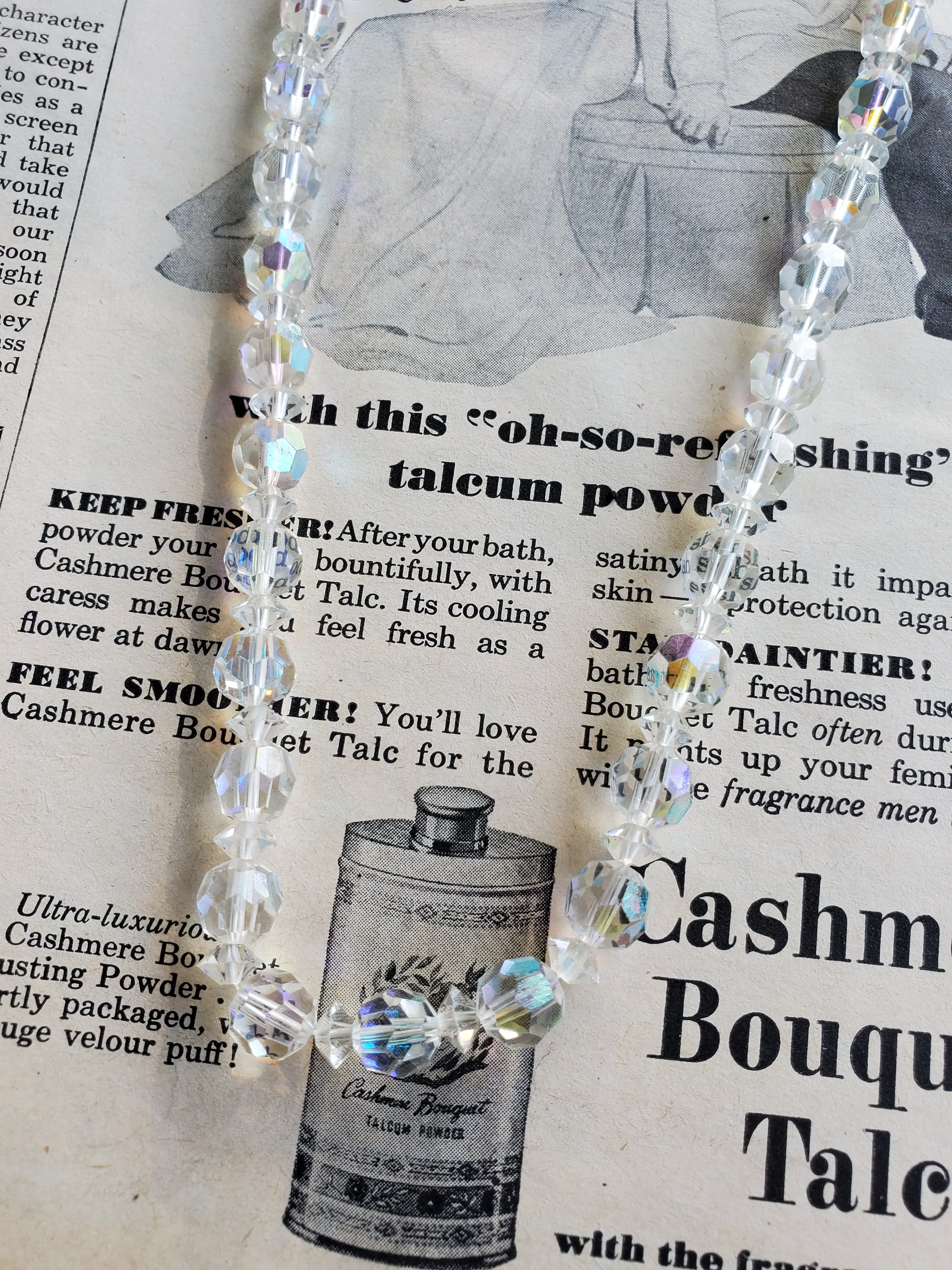 Austrian crystal rainbow Aurora Borealis beaded vintage necklace