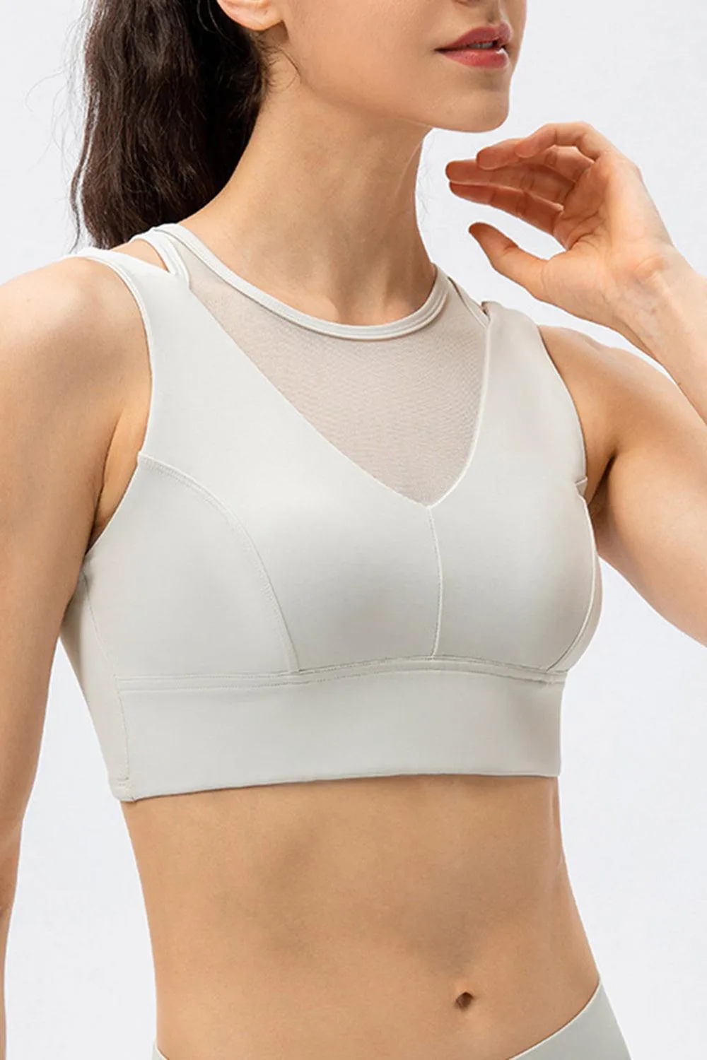Back Cutout Mesh Cropped Workout Tank