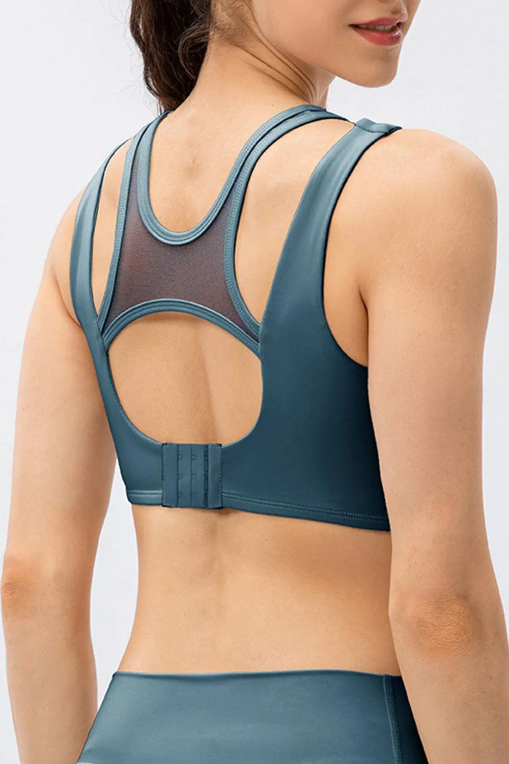 Back Cutout Mesh Cropped Workout Tank