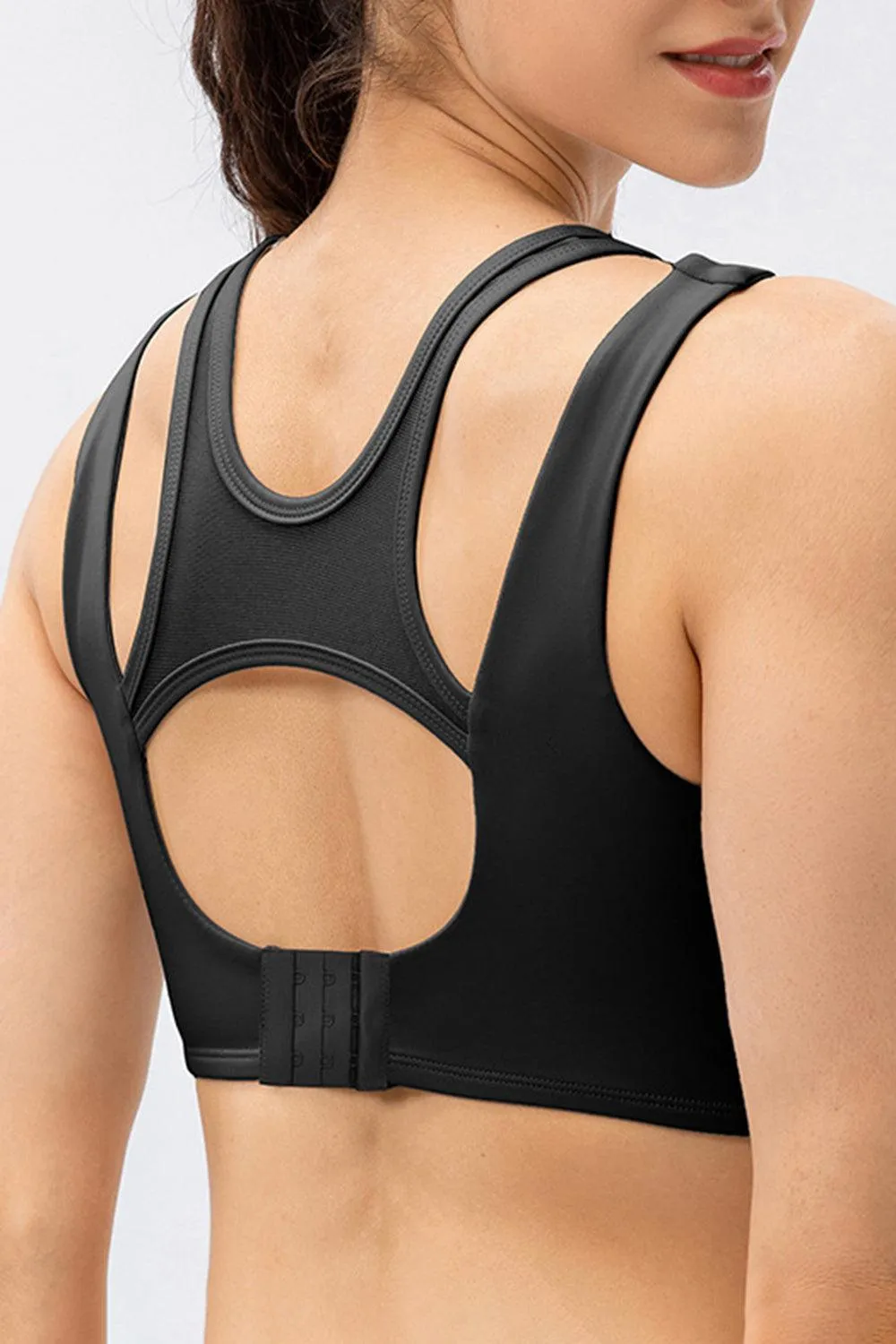 Back Cutout Mesh Cropped Workout Tank