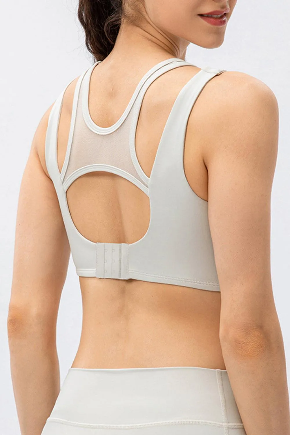 Back Cutout Mesh Cropped Workout Tank