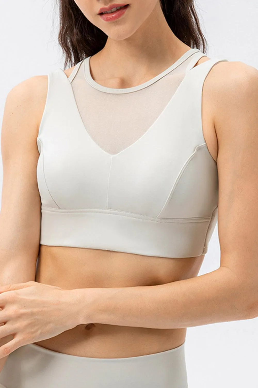 Back Cutout Mesh Cropped Workout Tank