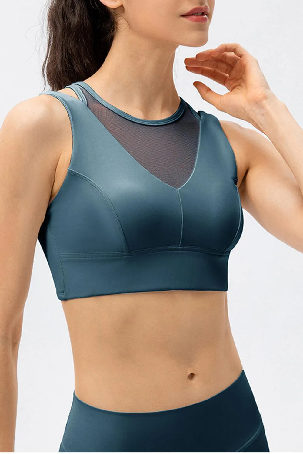 Back Cutout Mesh Cropped Workout Tank