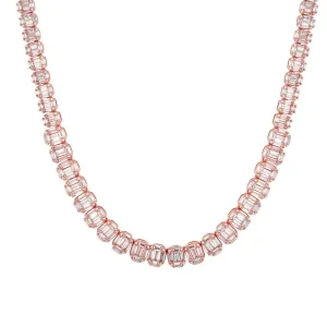 Baguette Link Designer 14K Rose Gold Tone Icy Tennis Chain