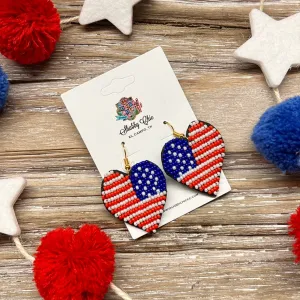 Beaded American Heart Earrings