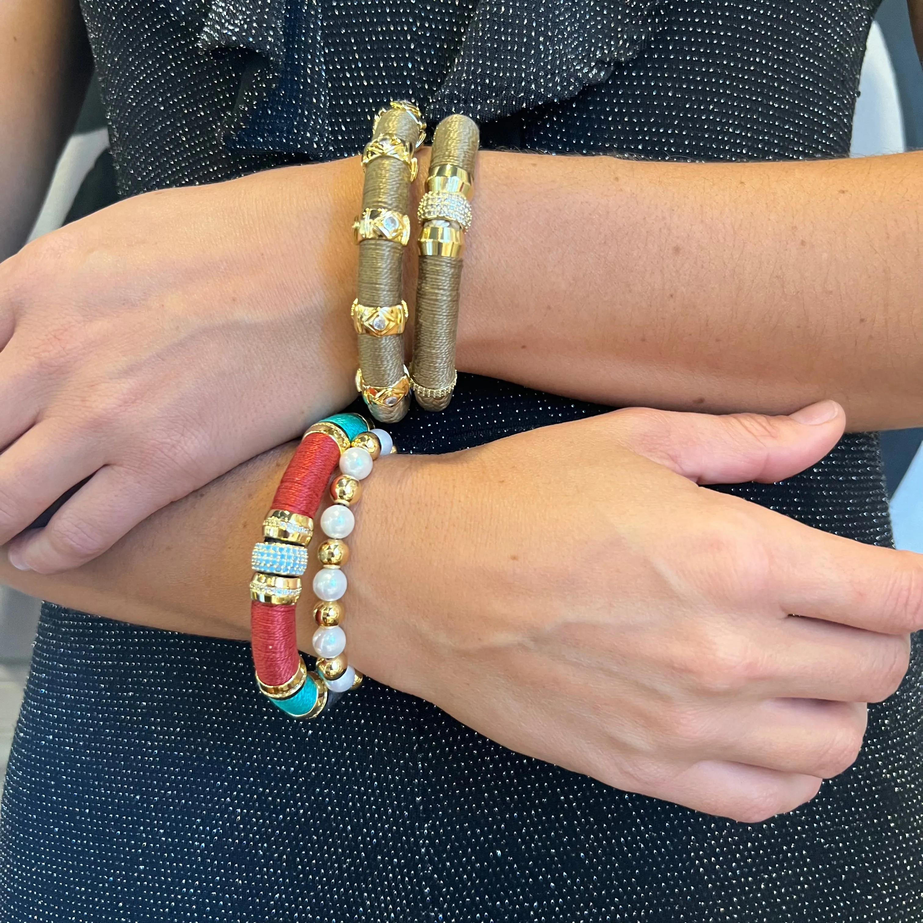 Beaded Bracelet Gold and Pearl