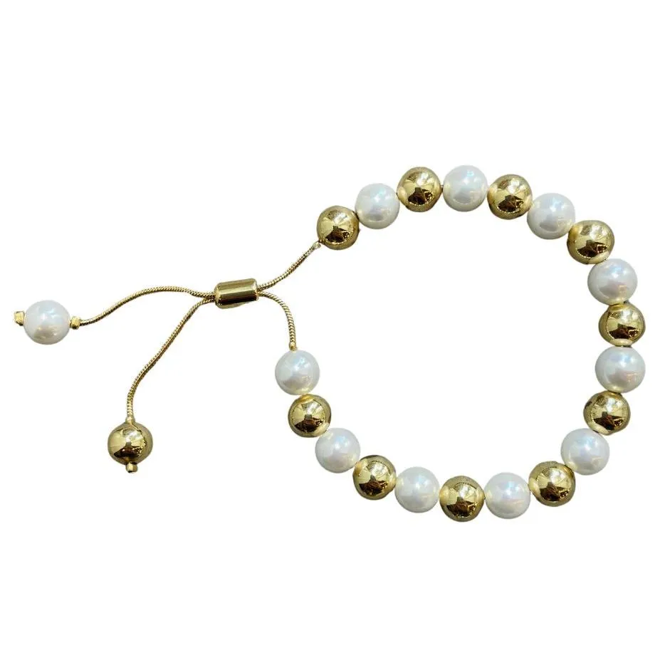 Beaded Bracelet Gold and Pearl