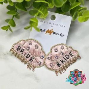 Beaded Bride Hat Earrings