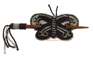 Beaded Butterfly Hair Barrette Hand Made With Slide Stick BBB009
