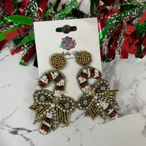 Beaded Candy Cane Earrings