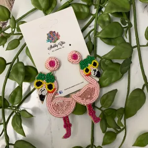 Beaded Flamingo Earrings