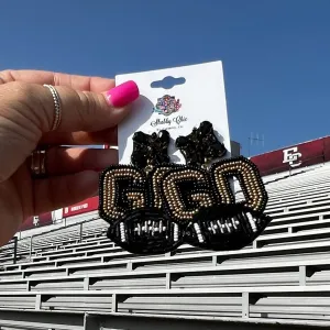 Beaded Go Earrings - Black/Gold