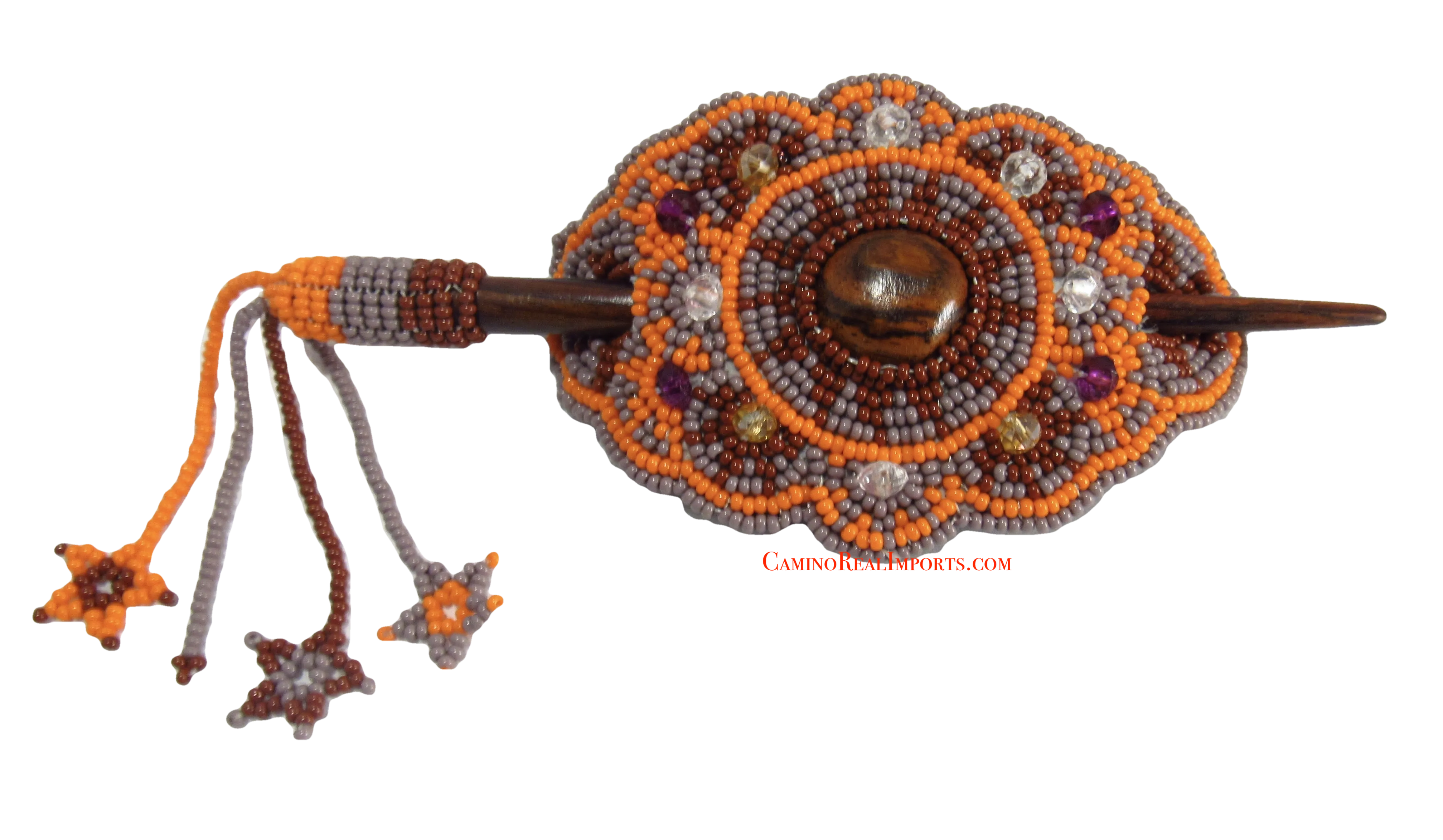 Beaded Hair Barrette Hand Made With Slide Stick Bhb001