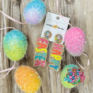 Beaded Happy Easter Earrings