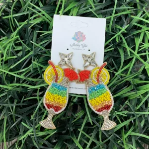 Beaded Lemon Drink Earrings