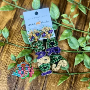 Beaded Mardi Gras Earrings