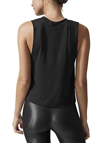 Bestisun Yoga Tops Flowy Sexy Tank Tops Gym Shirts Petite Tops Sports Clothing Activewear for Women Black M