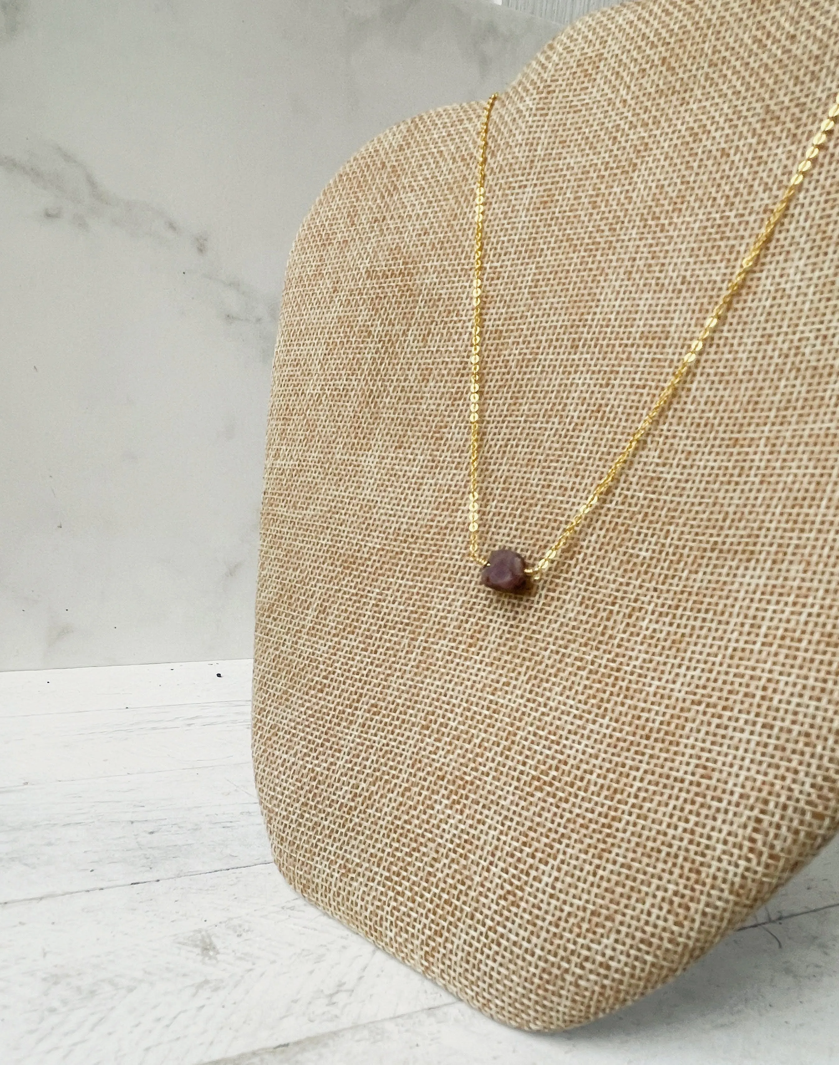 Birthstone Necklace - July - Ruby