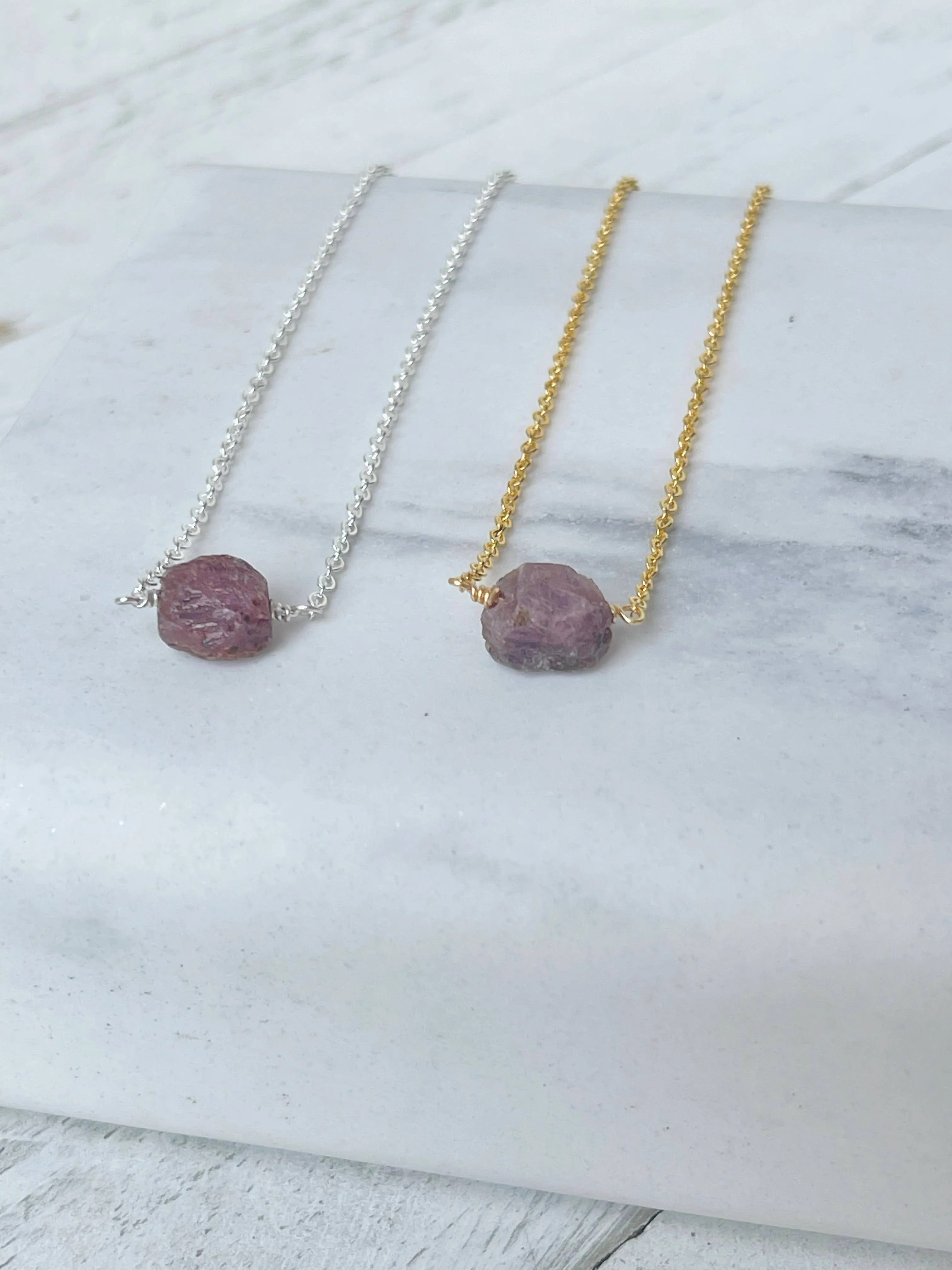 Birthstone Necklace - July - Ruby