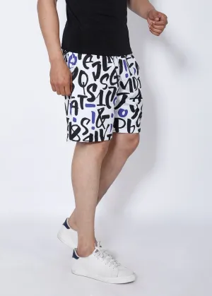 Black & Blue Letters Boardshorts