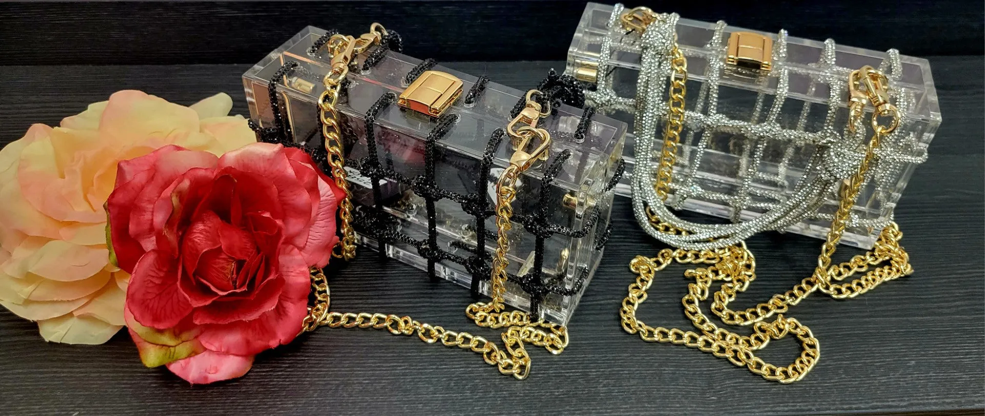Black & Crystal Clear Clutch